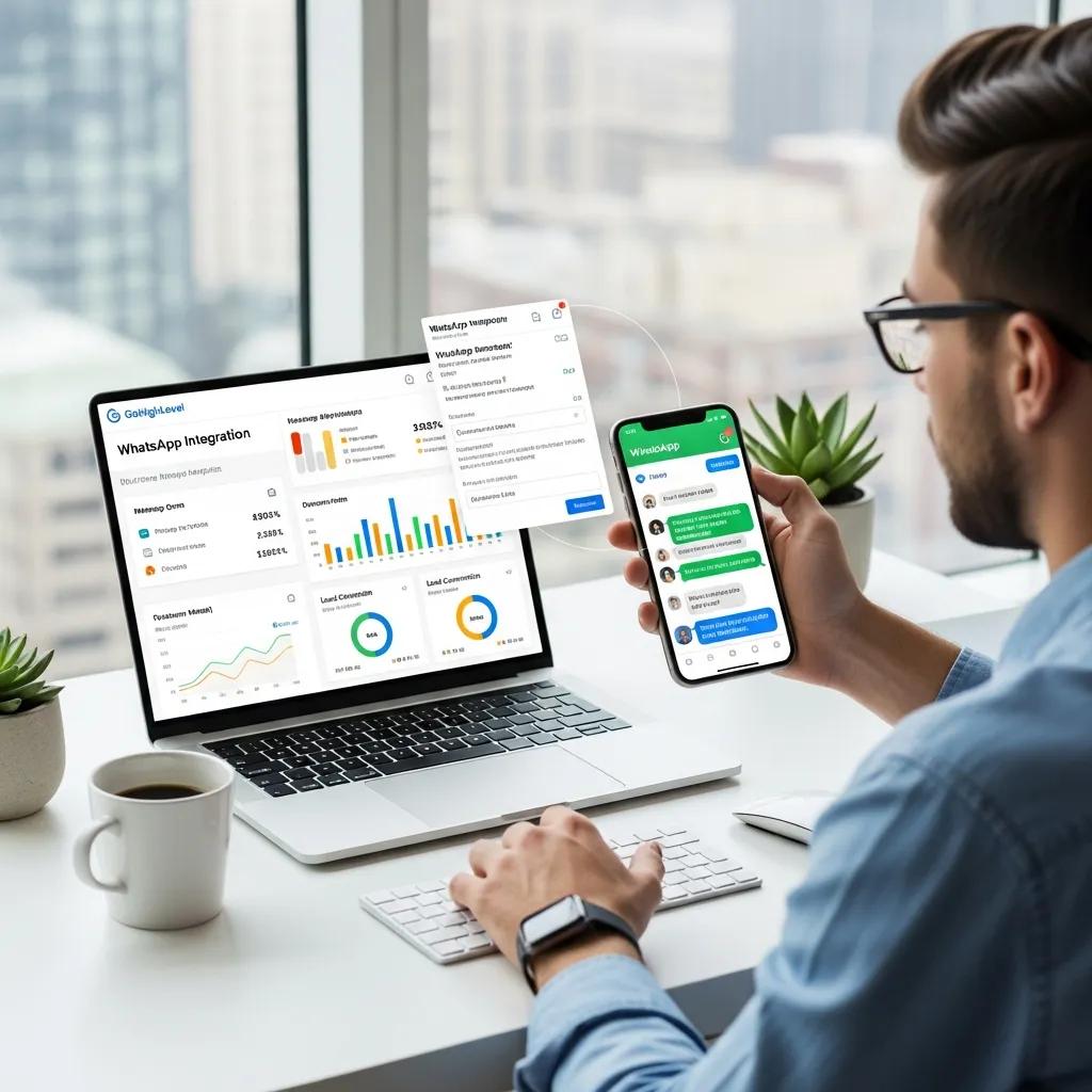Person using WhatsApp integration inside a workspace